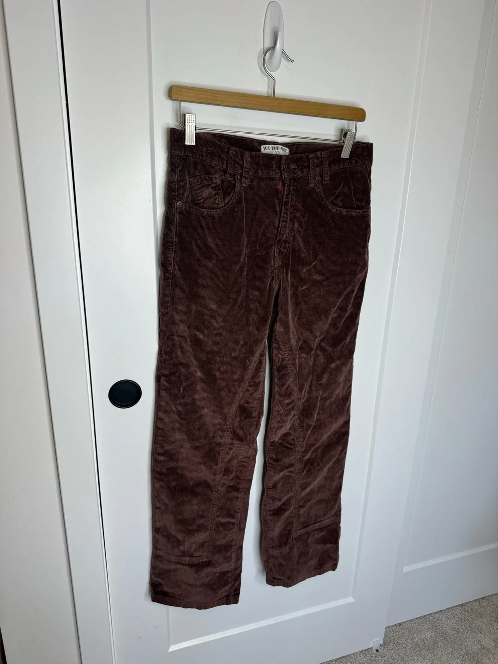 We The Free People Risk Taker High Rise Straight Brown Corduroy Pants Size 27